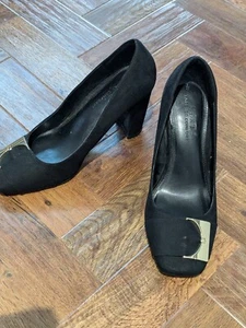 Next Black Buckle Court Chunky Heels Shoes  Sz 5 - Picture 1 of 6