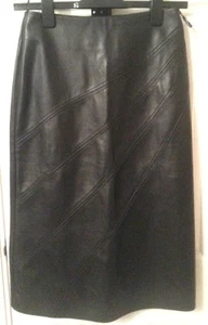 MORGAN Black Faux LEATHER A-Line SKIRT FR38uk12us8 Waist w26ins w66cms Len 27ins - Picture 1 of 2