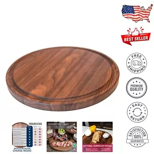 Walnut Butcher Block with Handle - 10.5" Round Cutting Board, Pre-Seasoned Oil - Picture 1 of 11