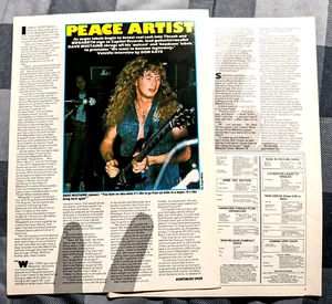 MEGADETH / DAVE MUSTAINE / PEACE ARTIST 1986 2 PAGE MAGAZINE ARTICLE COMPLETE - Picture 1 of 2