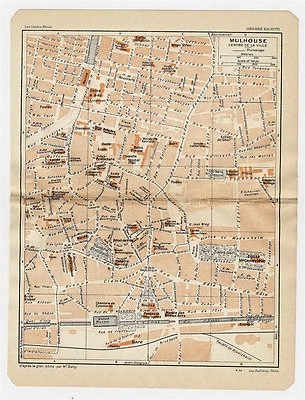 1930 ORIGINAL VINTAGE CITY MAP OF MULHOUSE / ALSACE / FRANCE - Image 1 of 3