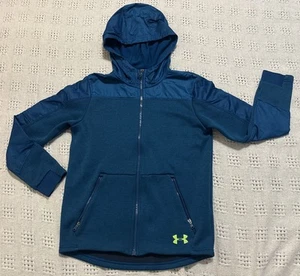 Boys Sz M Jacket Under Armour Dark TealCold Gear Hooded Winter Warmth Easy Care - Picture 1 of 8