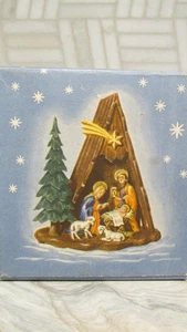 Vtg W. Germany Plastic 3" Christmas Nativity Scene in Box Shooting Star Ornament - Picture 1 of 4