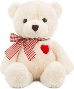 "Oso de peluche pequeño de 11,4"" con corazón lindo oso de peluche blanco animales de peluche suaves" - Imagen 1 de 8