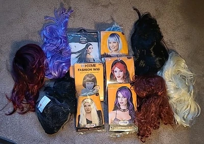 Lot Of 12 Synthetic Wigs Cosplay Anime Halloween Party NEW Vintage All Colors - Image 1 of 4