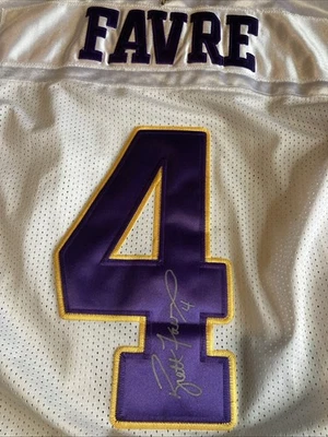 Camiseta deportiva firmada Brett Favre Vikings Captain #4 autografiada Reebok talla 48 Foto 1 de 4
