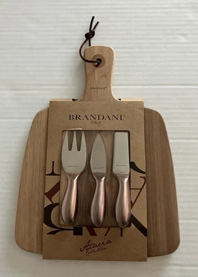 Juego de cuchillos para queso de madera Brandani Italia tabla de cortar de acacia y 3 servidores NUEVO EN CAJA Foto 1 de 4