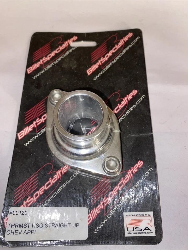 BILLET SPECIALTIES THERMOSTAT HOUSING,STRAIGHT UP,POLISHED,SB/BB 雪佛兰,# 90120 — 第 1/3 张图片
