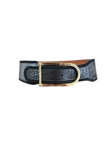 Tommy Hilfiger cintura in vita larga con fibbia a D in pelle di roccia nera e bordo scamosciato S - Foto 1 di 17