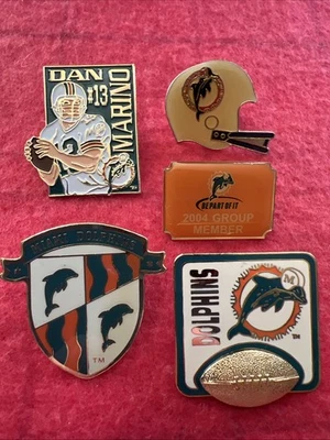MIA-DOLPHINS TEAM NFL.  ЛОТ ИЗ 5 РАЗЛИЧНЫХ БУЛАВОК ДЛЯ ЛАЦКАНОВ.  РЕДКАЯ.  ВИНТАЖ. - Изображение 1 из 4