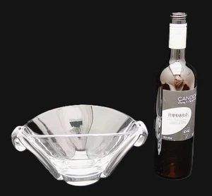 Steuben Cut Glass Hand Crafted Two Handle Serving Bowl Engraved Signed Mark - Picture 1 of 10