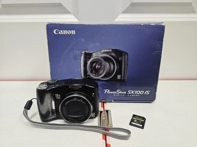 Canon PowerShot SX100 IS 8.0MP Digital Camera Black Complete W/ Box -see Descrip - Image 1 of 4