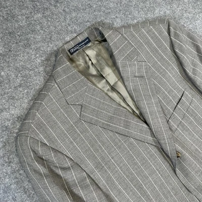 Polo Ralph Lauren Blazer Mens 40R Pinstripe Made Italy Wool Mohair Suit Jacket - Image 1 of 4