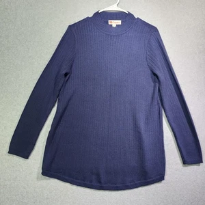 Suéter de Colección Años 80/90 Gennie’s Azul Marino Acanalado Cuello Simulado Mujer M Mezcla de Lana 27" - Imagen 1 de 7