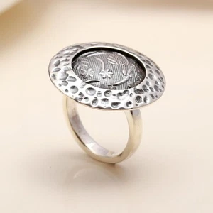 Anillo redondo vintage grabado floral de plata de ley 925 para mujer regalo - Imagen 1 de 4