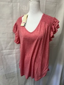 Dokotoo Damen Top Rüschen Kurzarm Rosa Gr. XL Neu - Bild 1 von 6