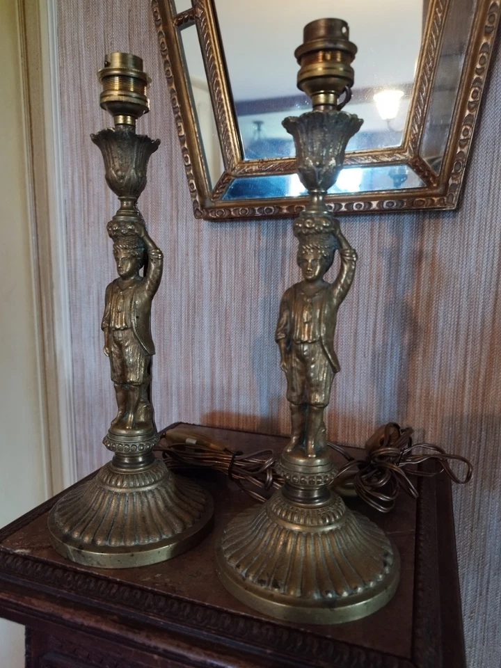 Paire de Pieds de Lampes en Bronze - Photo 1/4