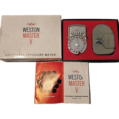 Weston Master V Model 748 Light Exposure Meter + Leather Case 2 Piece Set New - Image 1 of 4