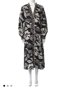 NEW Christian Lacroix Floral Green White Linen Blend Dress Medium - Picture 1 of 11