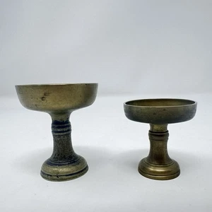 Japanischer buddhistischer Altar Reis Angebot Messing Tassen Vintage 2er Set 2,5” & 1,75” - Bild 1 von 5