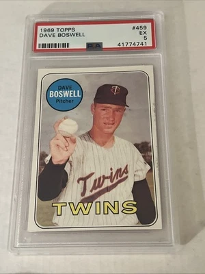 1969 Topps Baseball Card #459 Dave Boswell Minnesota Twins Graded PSA 5 EX - Image 1 of 3