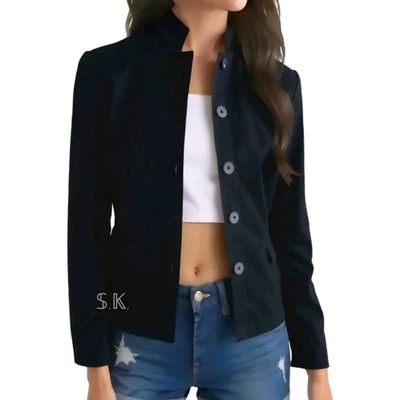 Chaqueta corta de algodón para mujer Y2K MOSSIMO negra abotonada todo el año GRANDE Foto 1 de 4