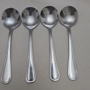 4er SET ONEIDA NEUER RAND EDELSTAHL 6 ZOLL RUNDE SCHÜSSEL SAHNE SUPPENLÖFFEL - Bild 1 von 1