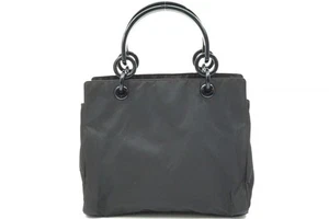 PRADA Tote Handbag Plastic Handle Triangular Logo Plate Nylon Black 2798h - Picture 1 of 10