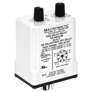 MACROMATIC TR-55122-12 SinFunTimeDelayRelay, 120VAC/DC, 8Pins 23NV18 - Picture 1 of 1