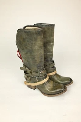 全新 FREEBIRD BY STEVEN 女式尺码 US 7 DROVE 绿色皮革扣靴 — 第 1/4 张图片