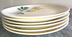 JUEGO DE 6 PLATOS DE CENA CANONSBURG POTTERY SKY LINE ROSA AMARILLA 9,5"" - Imagen 1 de 5