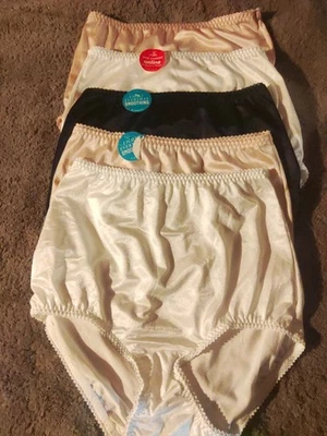 Lot of 5 Vanity Fair Women's briefs Sz 6 satin panties 2 Pink, 2 White, 1 Black - Image 1 of 4