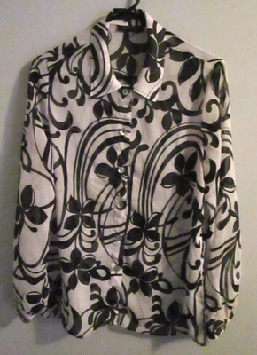 Camisa vintage TravelSmith floral transparente manga longa botão com bolsa de viagem tamanho M - Imagem 1 de 4