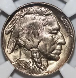 1938 D 5C Buffalo Nickel NGC MS65 - Picture 1 of 4