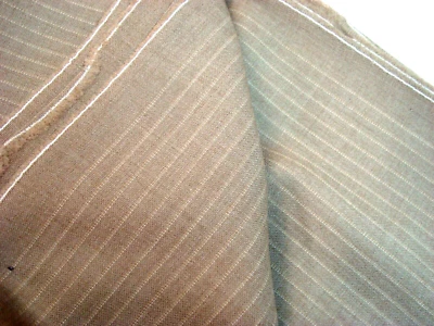 4.33 yds Crossville Wool Fabric Luxury 120s Suiting 9.5 oz Tan Stripe 156" BTP - Image 1 of 4