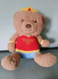 Ours en peluche rétro poinçon Wonder Woman / cape et bandeau doré, super héros - Photo 1/7
