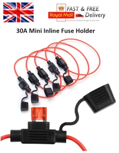 5 Stück Inline Sicherungshalter für 12V 30A Mini Blade Sicherungen Spritzwassergeschützt Auto Fahrrad - Bild 1 von 8
