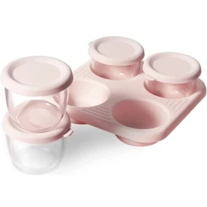 4 Pcs Small Glass Baby Food Storage Containers Lids Stackable Leakproof Airtight - Picture 1 of 11
