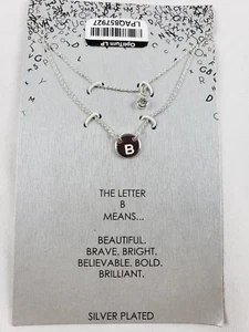Womens' Silver Plated Letter B Initial Pendant Necklace Silver 18in New - Picture 1 of 3