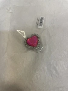 Jibbitz Pink & Silver Gorgeous Heart Gem Shoe Charm NEW - Picture 1 of 4