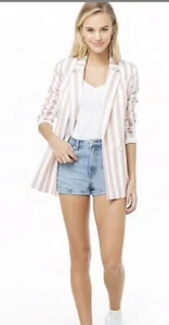 Forever 21 Blush Striped Blazer NWT size M - Picture 1 of 4