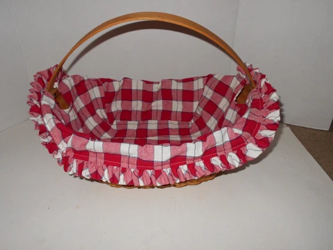 Longaberger Little Crocus Oval Basket 2006 with red Fabric liner Cover