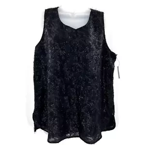 Halogen Womens Black Floral Jacquard Lined Tank Top Sleeveless Size Large - Picture 1 of 15