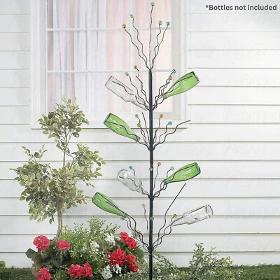Unique Wine Bottle Holder Tree Metal Garden Stake Outdoor Yard Art Decor 45"H - Image 1 of 4