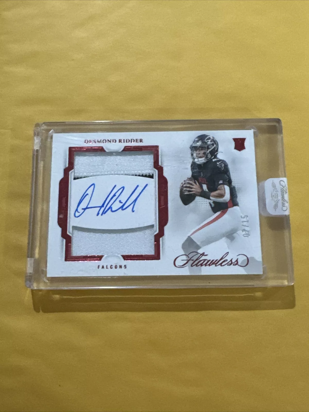 2022 Panini Flawless Ruby RPA Autograph Auto Dual Patch Desmond Ridder 7/15 RC