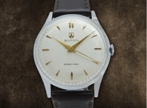 Buren Grand Prix Cal.1420 Chrome Plated/SS Silver Dial Manual Vintage 33mm Men's - Picture 1 of 6