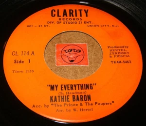 KATHIE BARON - MY EVERYTHING - HAPPY HAPPY GUY / LISTEN - GIRL POPCORN - Picture 1 of 2