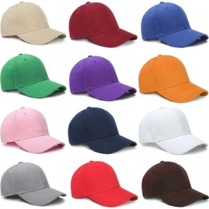 Wholesale Unisex Plain Baseball Cap Solid Color Hat Adjustable Wool Hook & Loop  - Picture 1 of 20