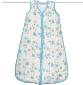 aden + anais Cozy Slumber Muslin Four-Layer Sleeping Bag, Blue Dots, Large - Picture 1 of 3