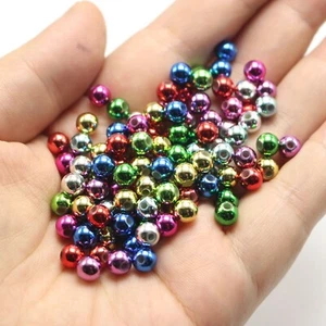 500 Shiny Mixed Metallic Colour Acrylic Christmas Round Beads 6mm Smooth Spacer - Picture 1 of 5